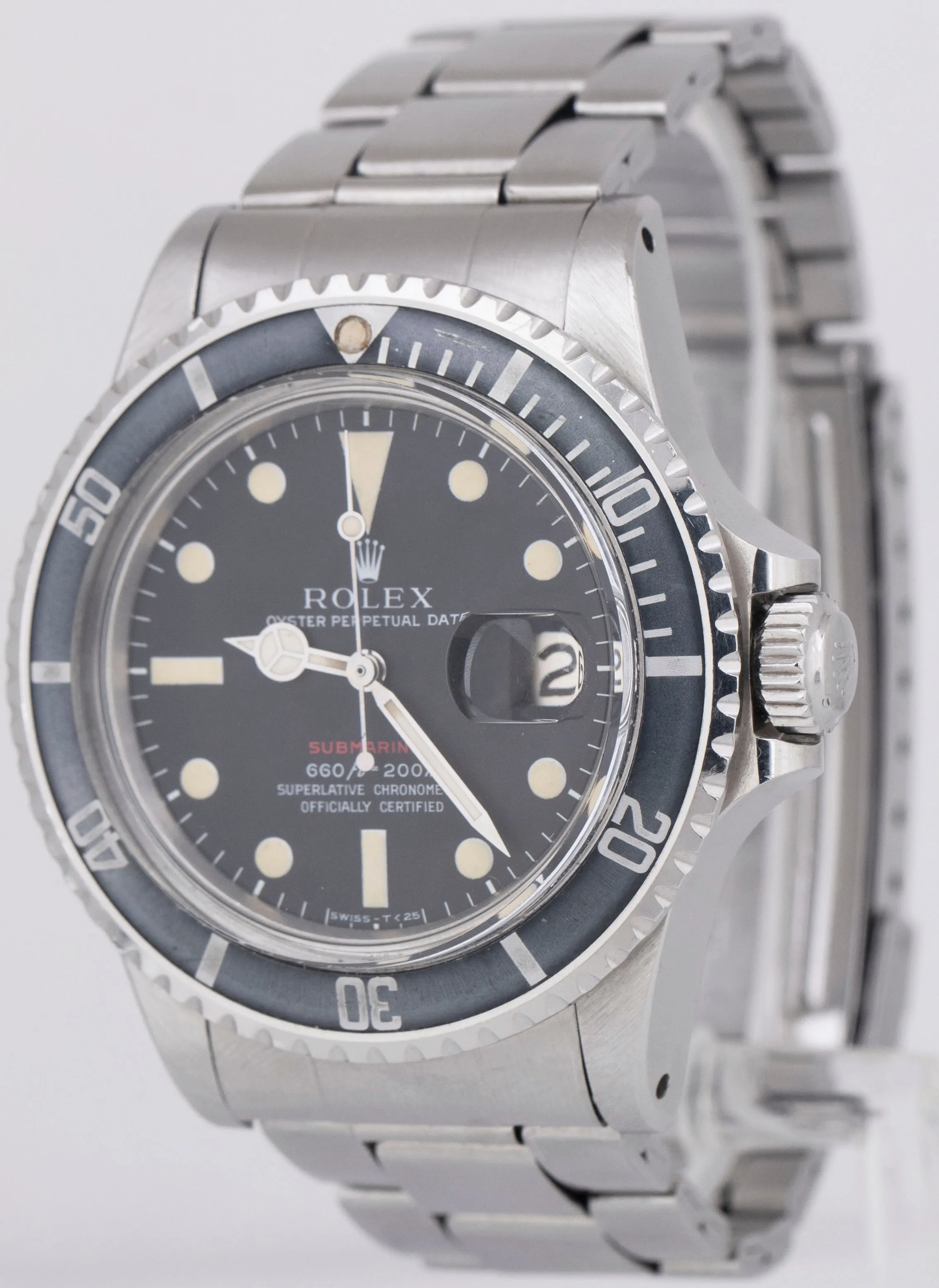 PAPERS Rolex Submariner Date RED 40mm Stainless Steel Oyster 1680 Watch BOX