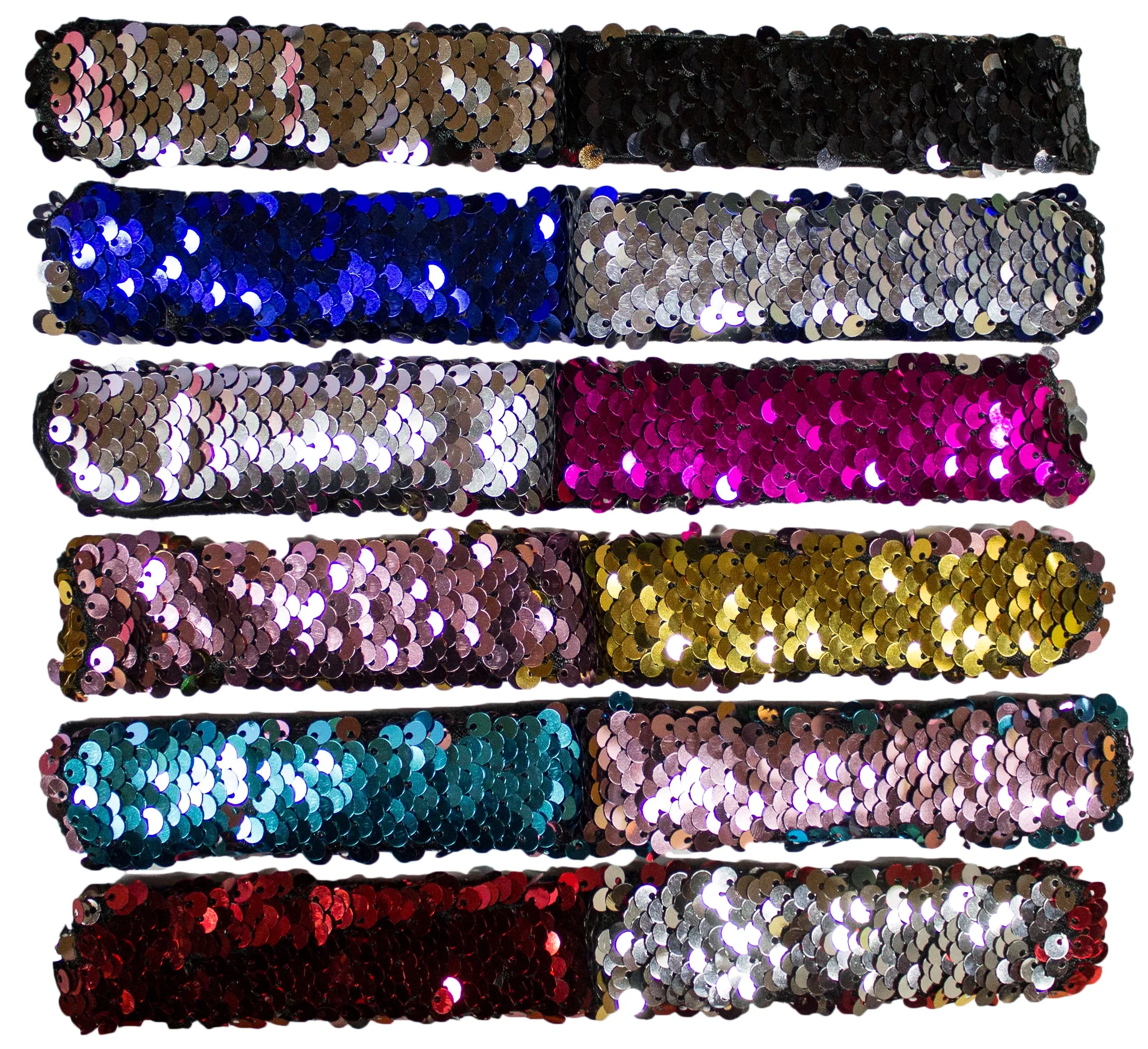 Party Pack! Set of 6 Color Changing Sequin Slap Bracelets