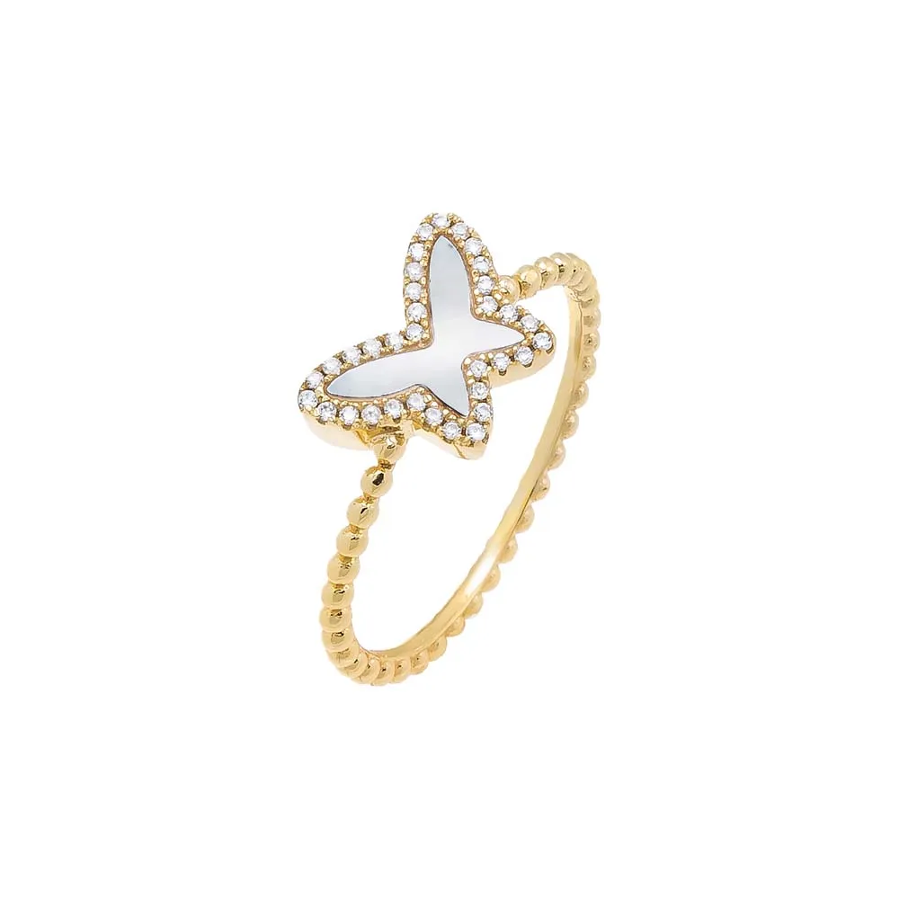 Pave Colored Stone Butterfly Ring