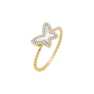 Pave Colored Stone Butterfly Ring