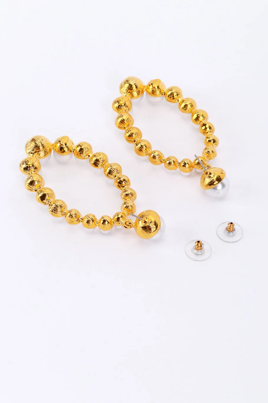 Pearl Oval Hoop Drop Earrings