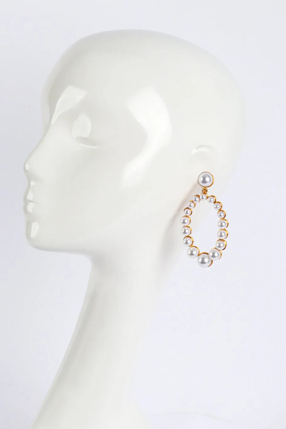 Pearl Oval Hoop Drop Earrings
