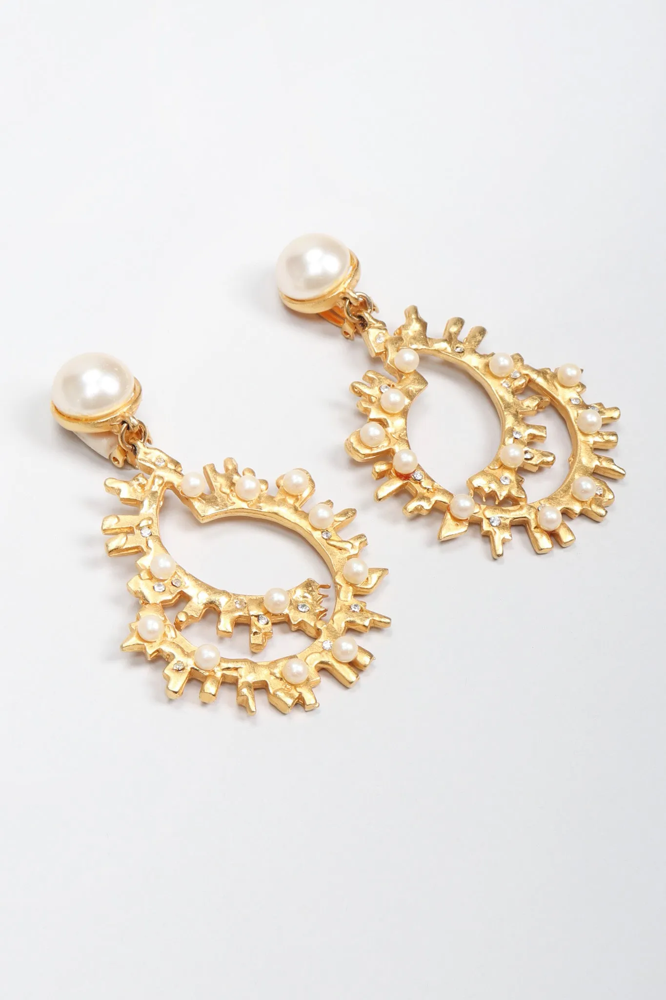 Pearl Spike Hoop Earrings