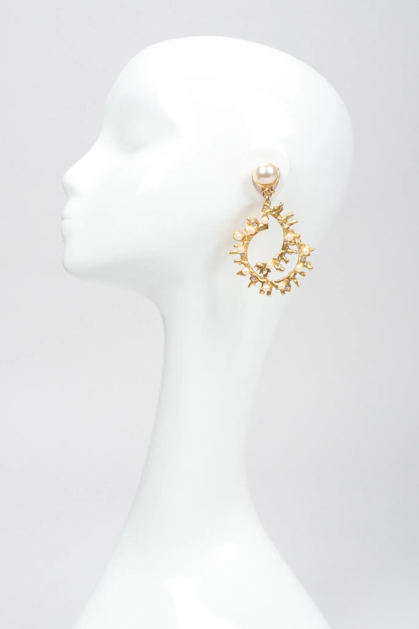 Pearl Spike Hoop Earrings