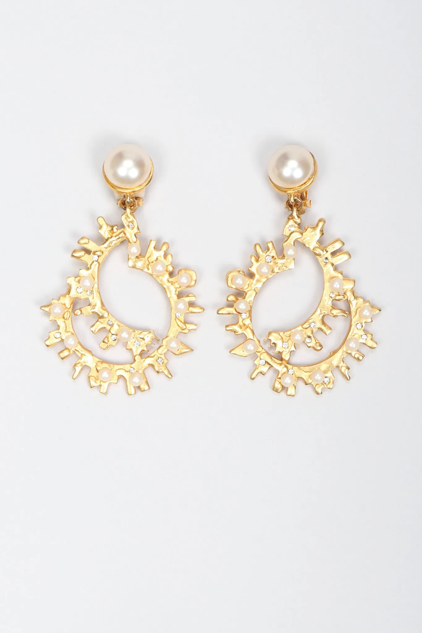 Pearl Spike Hoop Earrings