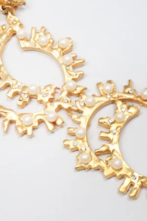 Pearl Spike Hoop Earrings