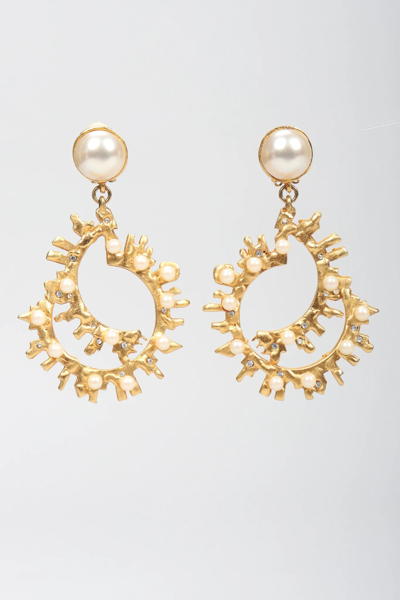 Pearl Spike Hoop Earrings