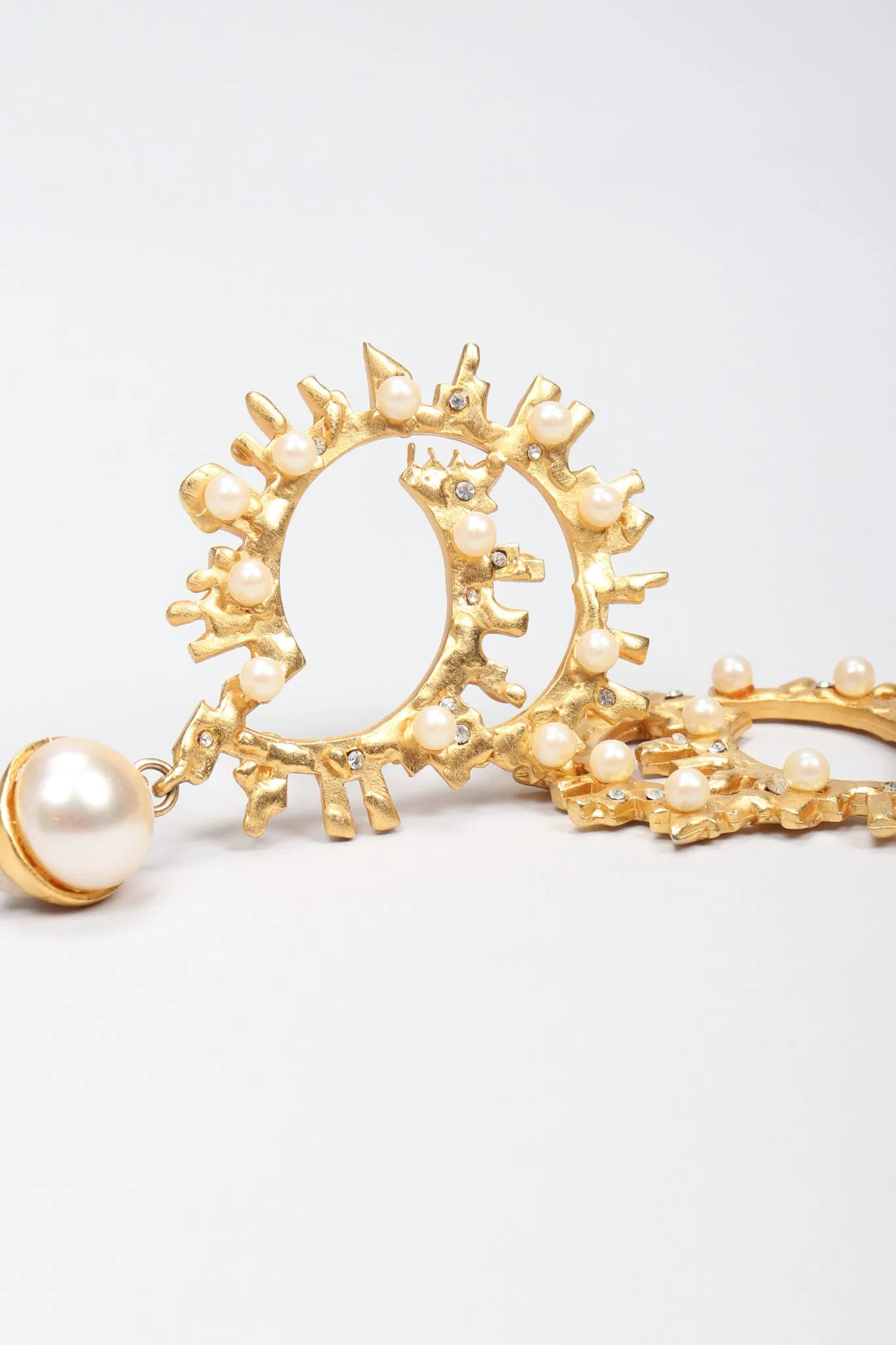 Pearl Spike Hoop Earrings