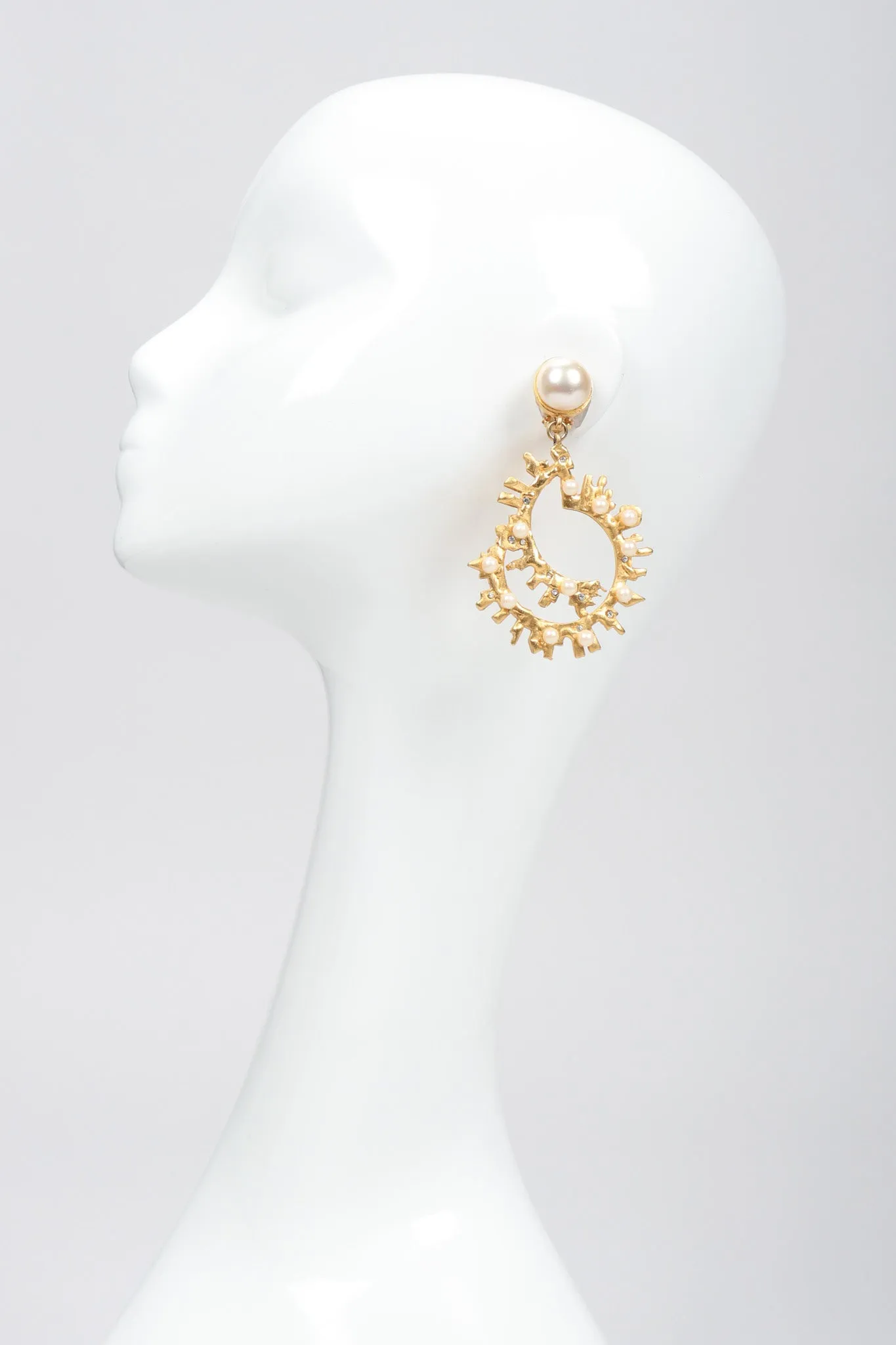 Pearl Spike Hoop Earrings