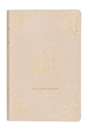 Pearlized Ivory Faux Leather KJV Deluxe Gift Bible with Thumb Index
