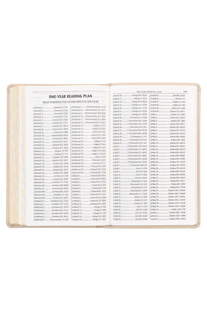 Pearlized Ivory Faux Leather KJV Deluxe Gift Bible with Thumb Index