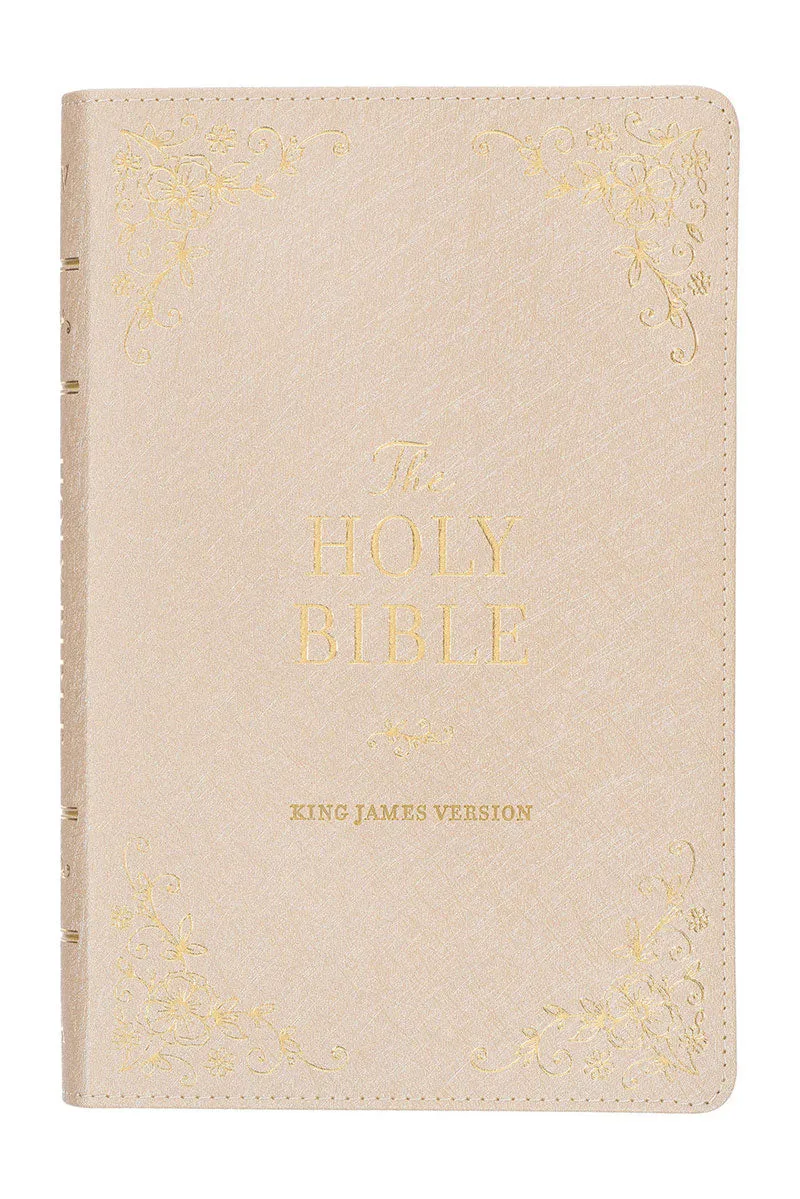 Pearlized Ivory Faux Leather KJV Deluxe Gift Bible with Thumb Index