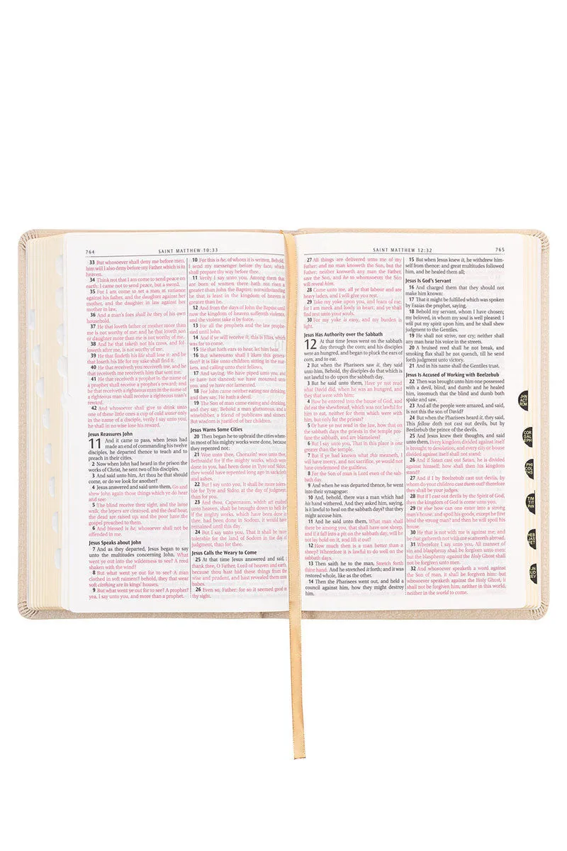 Pearlized Ivory Faux Leather KJV Deluxe Gift Bible with Thumb Index