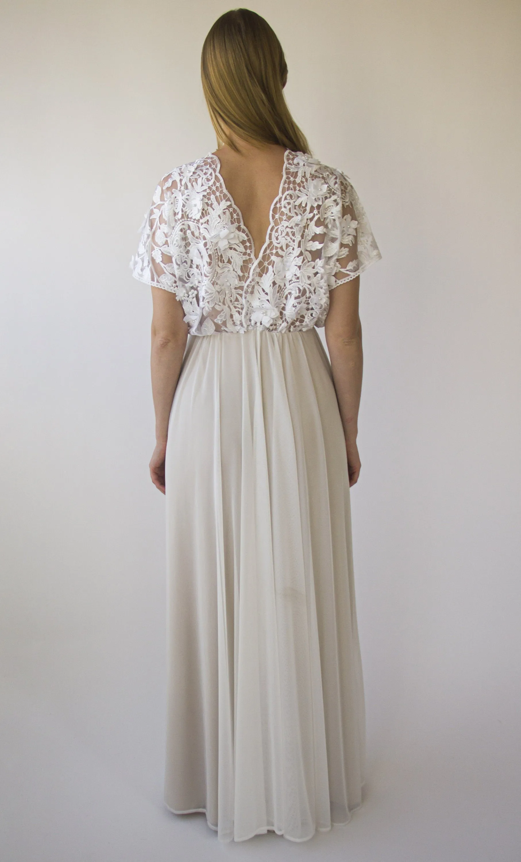 Pearly 3D Floral Lace dress #1416