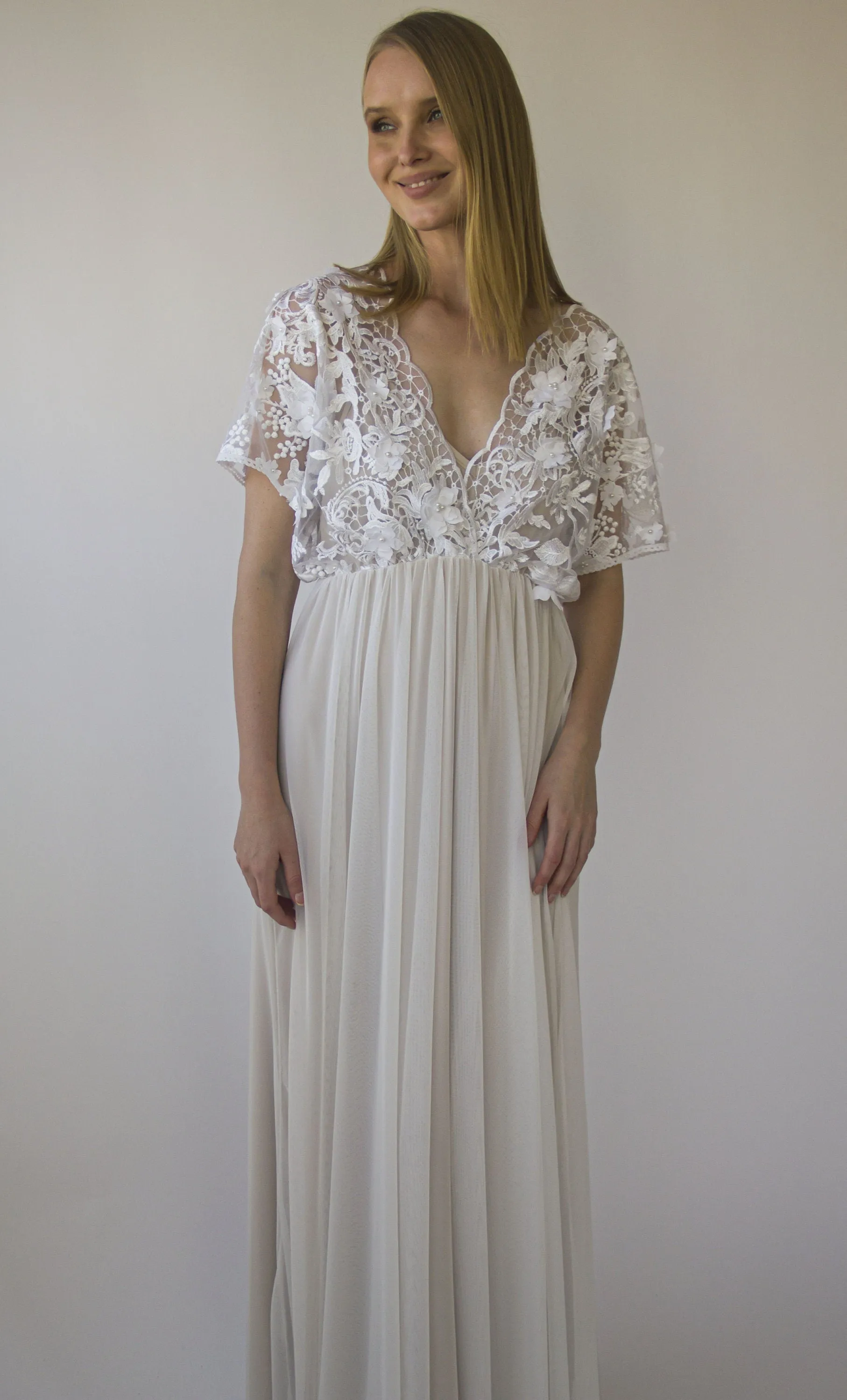 Pearly 3D Floral Lace dress #1416