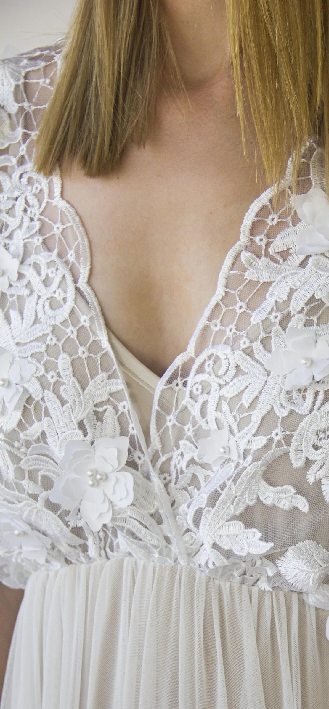 Pearly 3D Floral Lace dress #1416