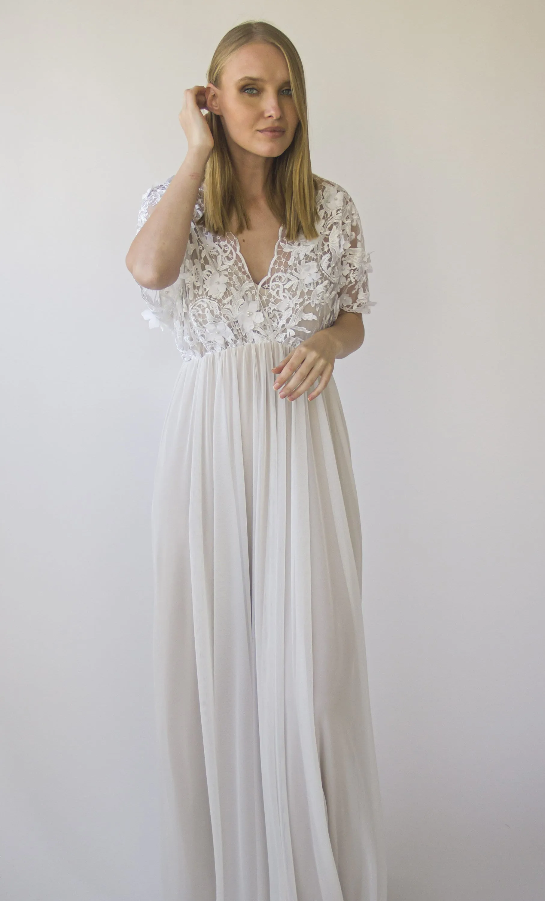Pearly 3D Floral Lace dress #1416