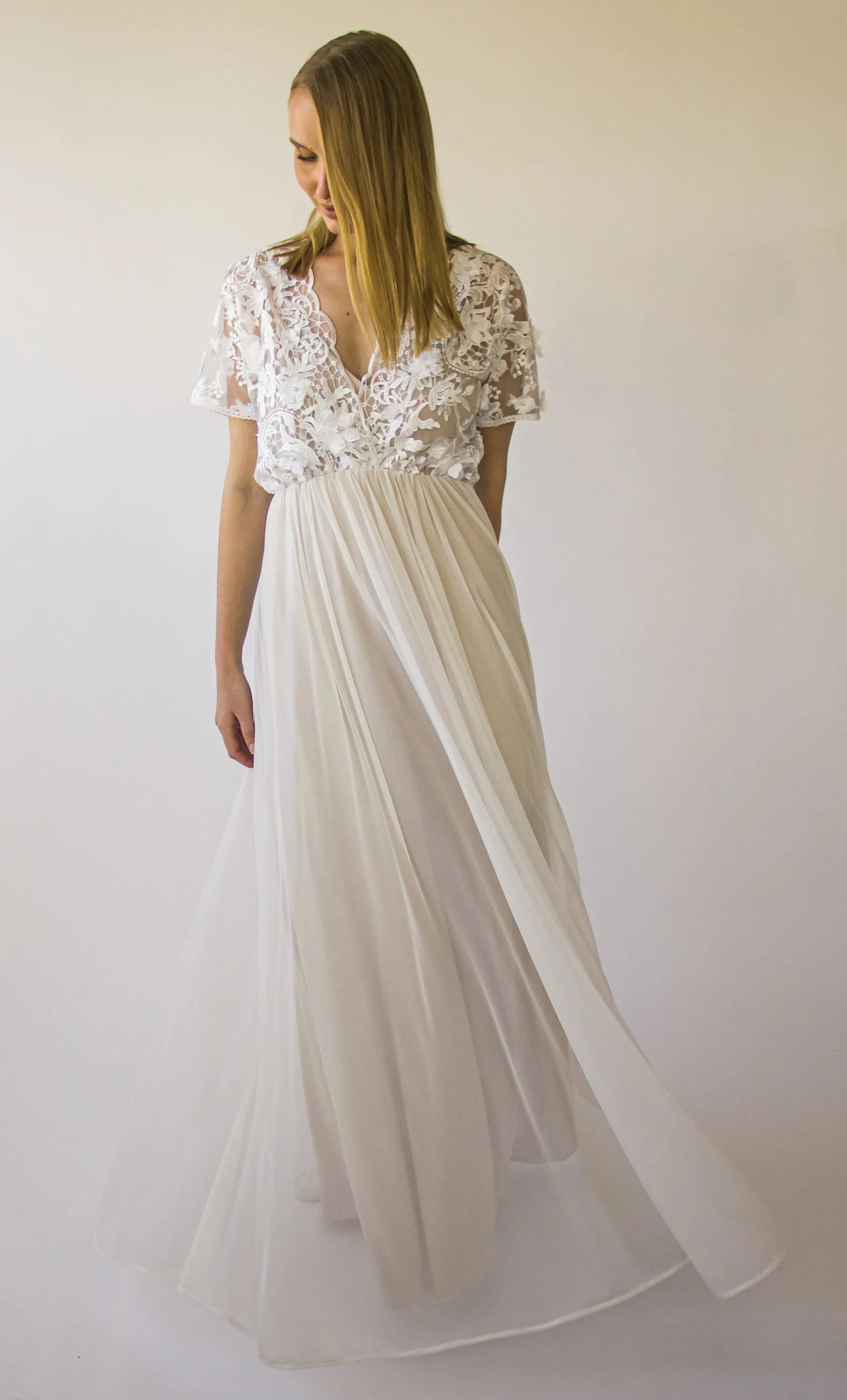 Pearly 3D Floral Lace dress #1416