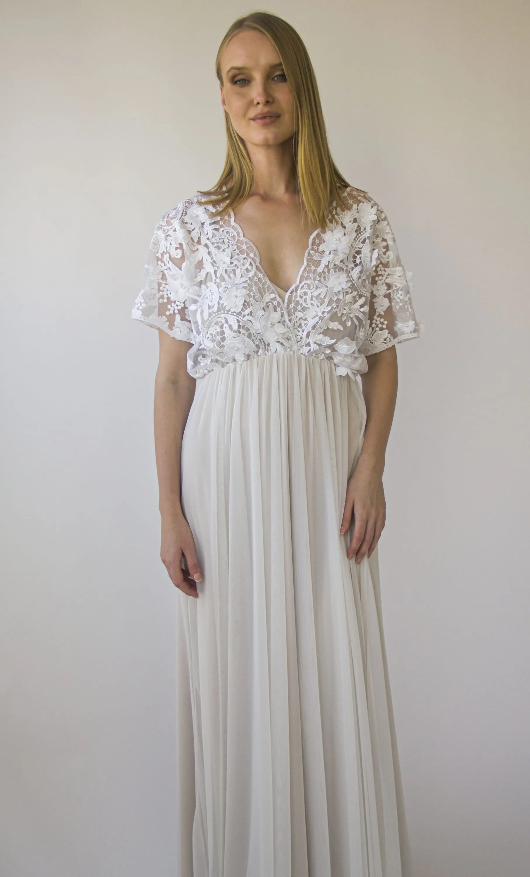 Pearly 3D Floral Lace dress #1416
