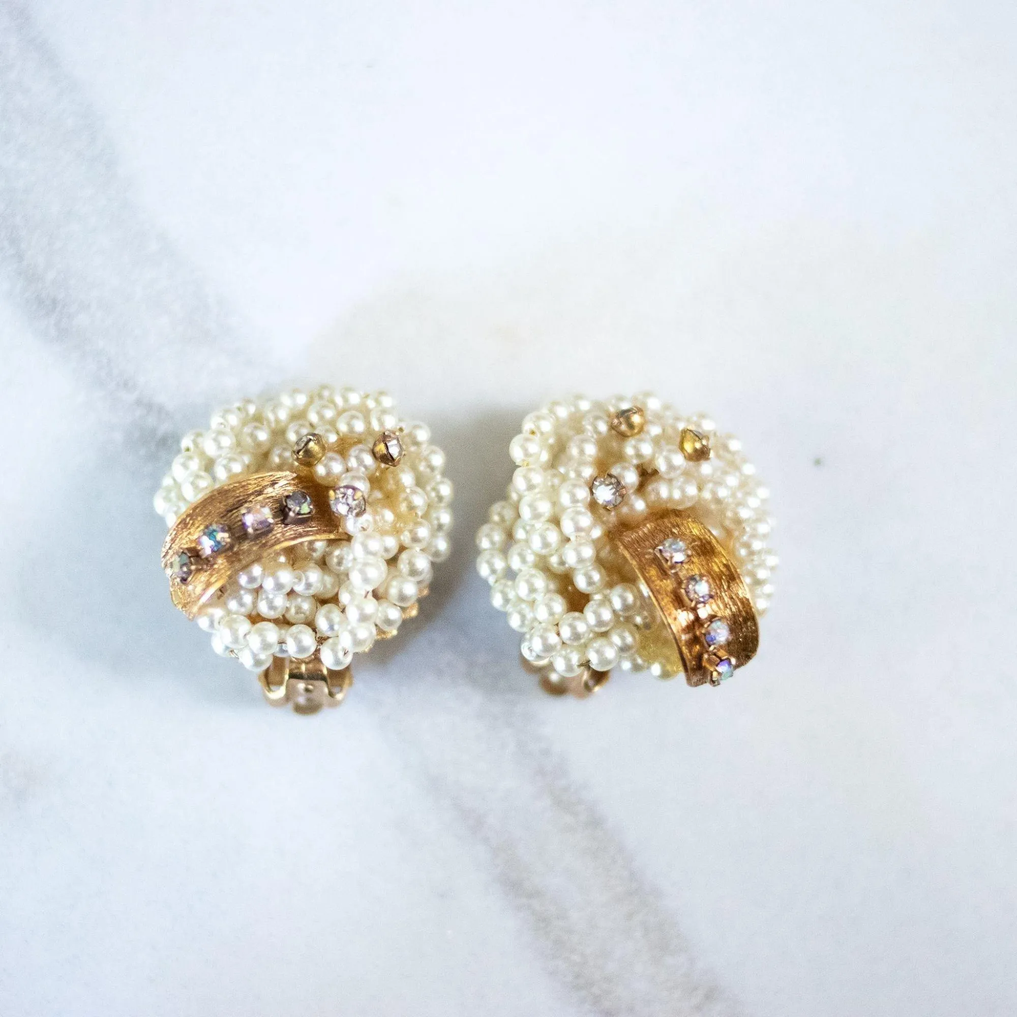 Petite Pearl Cluster with Aurora Borealis Earrings