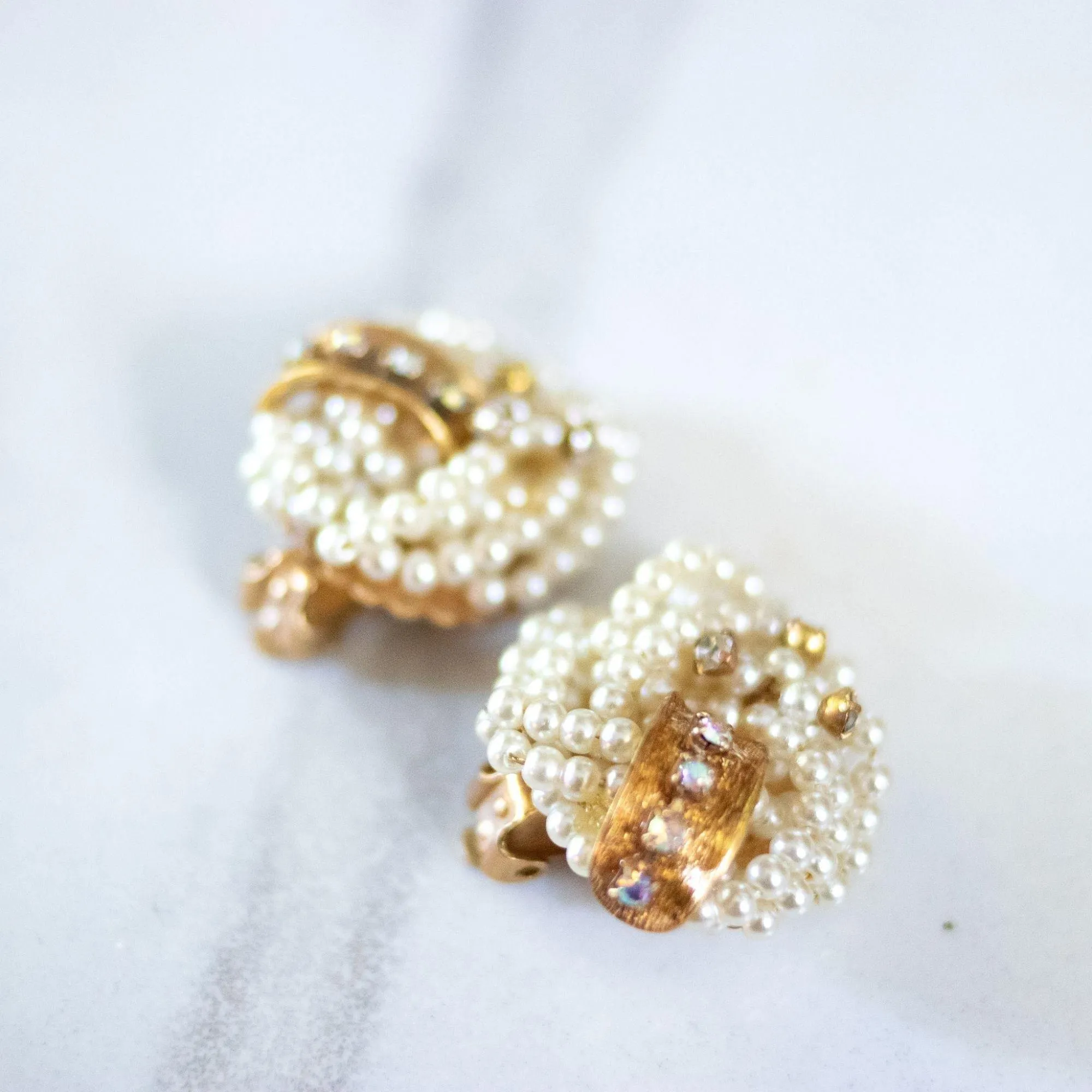 Petite Pearl Cluster with Aurora Borealis Earrings