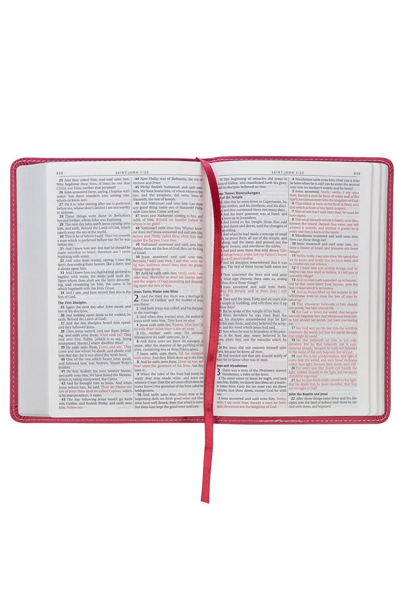 Pink Blossom Faux Leather KJV Compact Bible