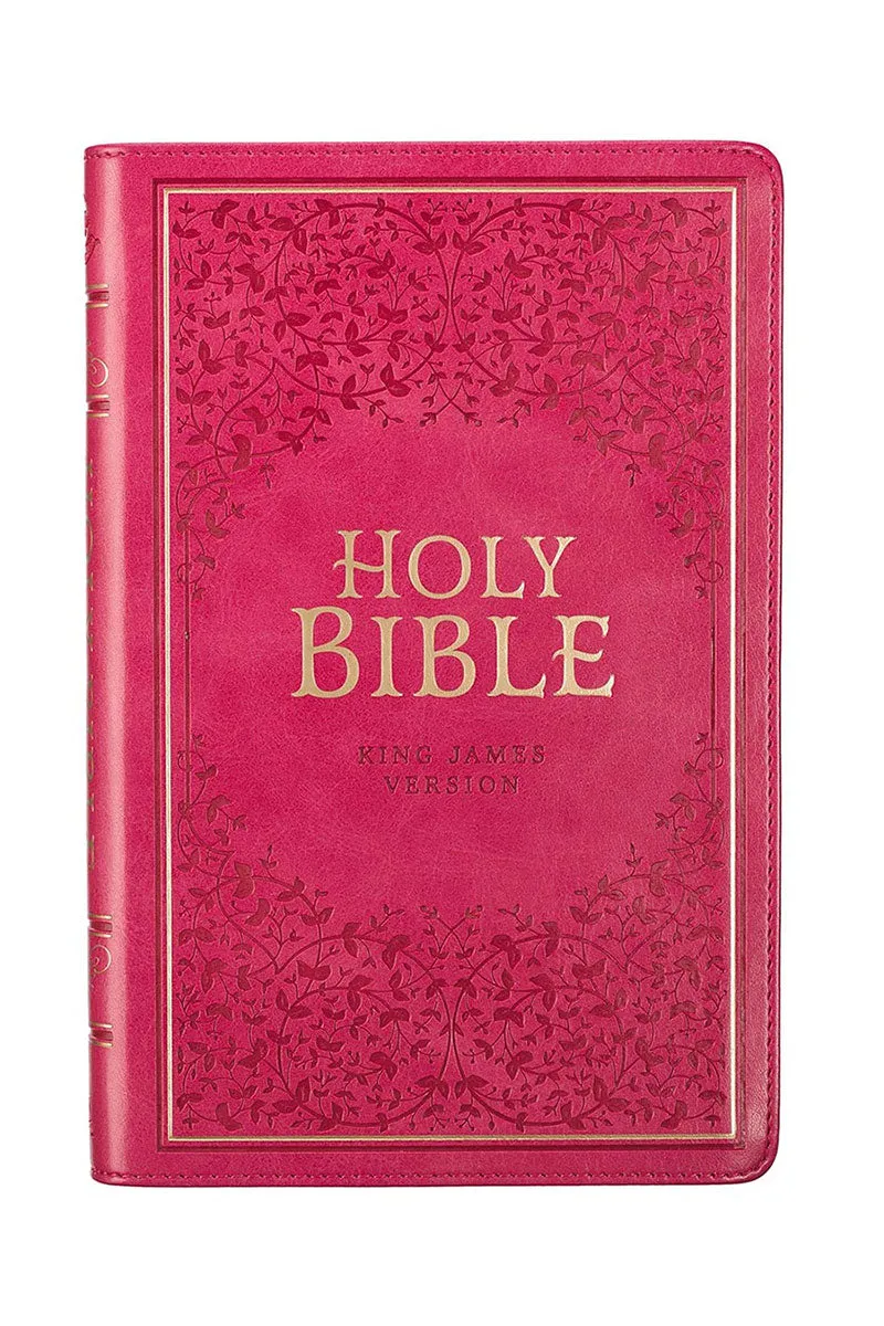 Pink Botanical Faux Leather KJV Deluxe Gift Bible with Thumb Index