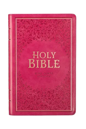Pink Botanical Faux Leather KJV Deluxe Gift Bible with Thumb Index