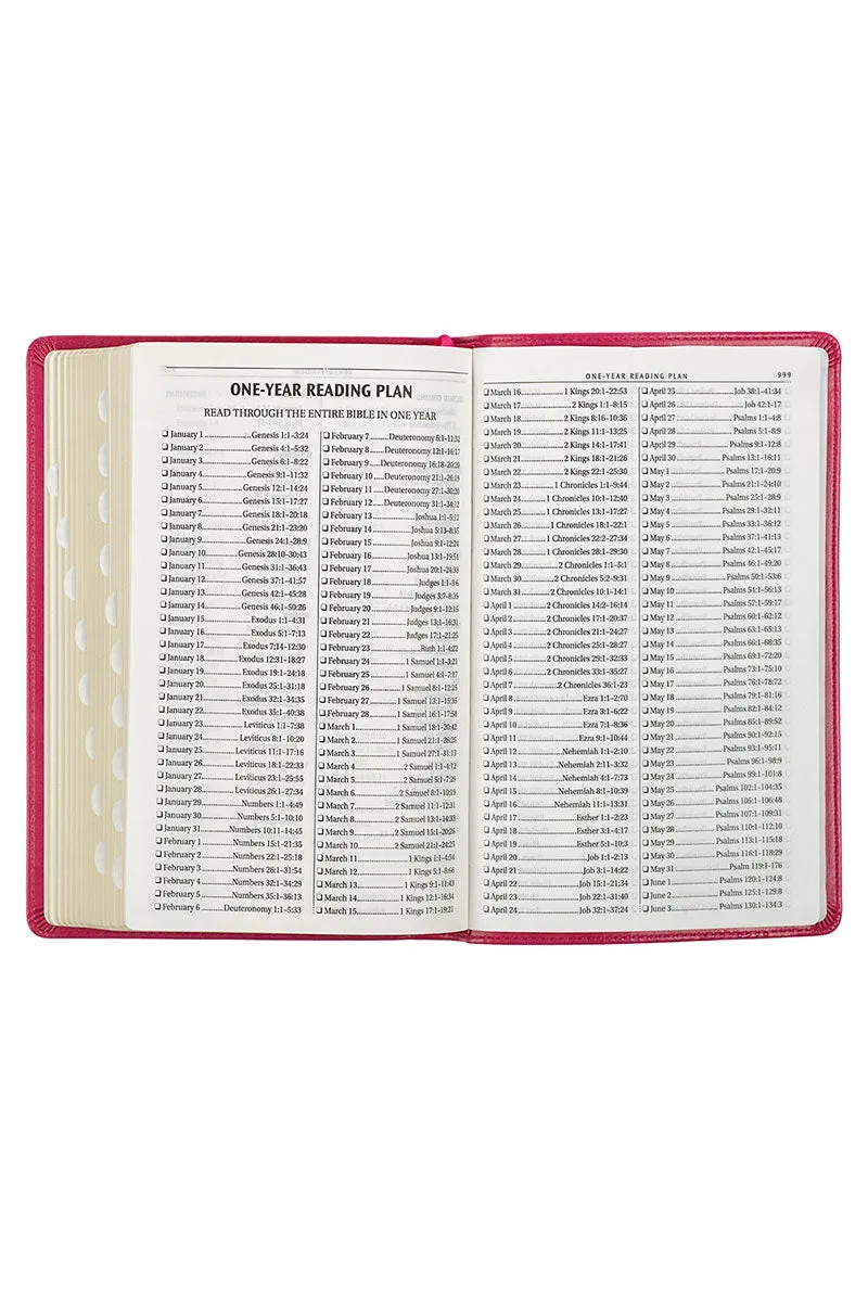 Pink Botanical Faux Leather KJV Deluxe Gift Bible with Thumb Index