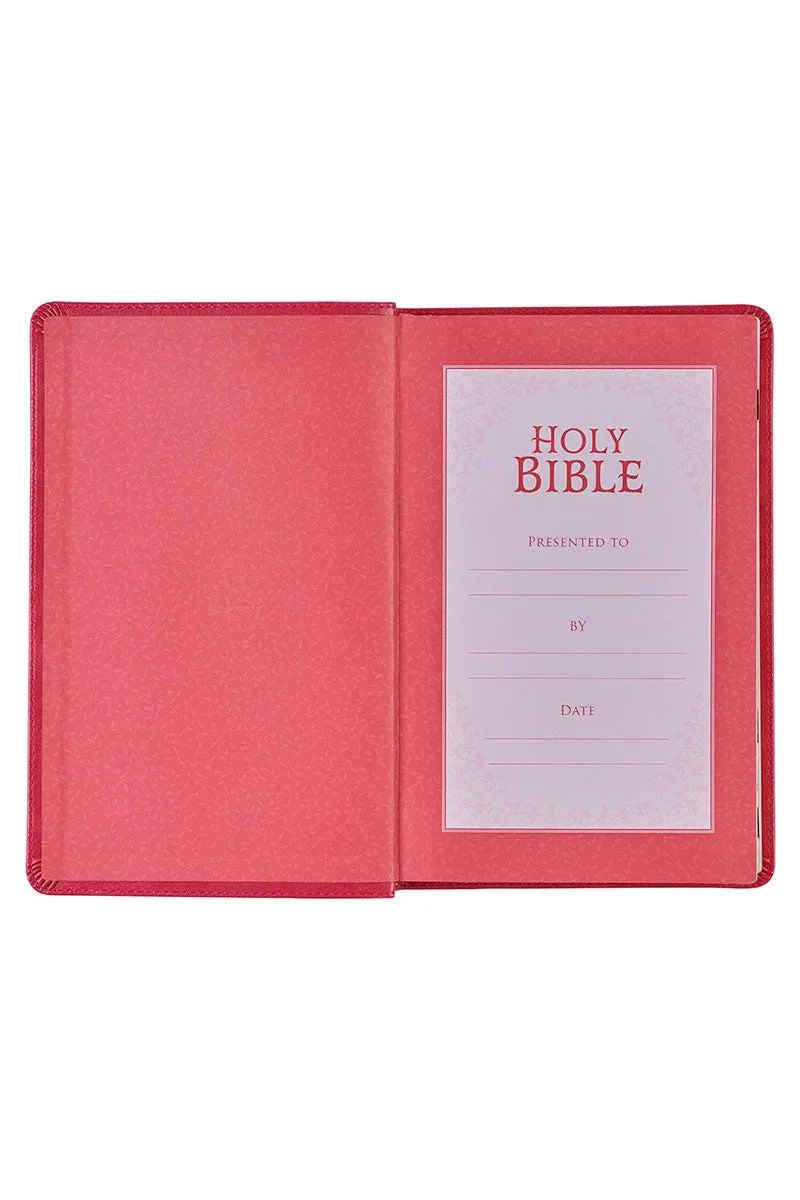 Pink Botanical Faux Leather KJV Deluxe Gift Bible with Thumb Index