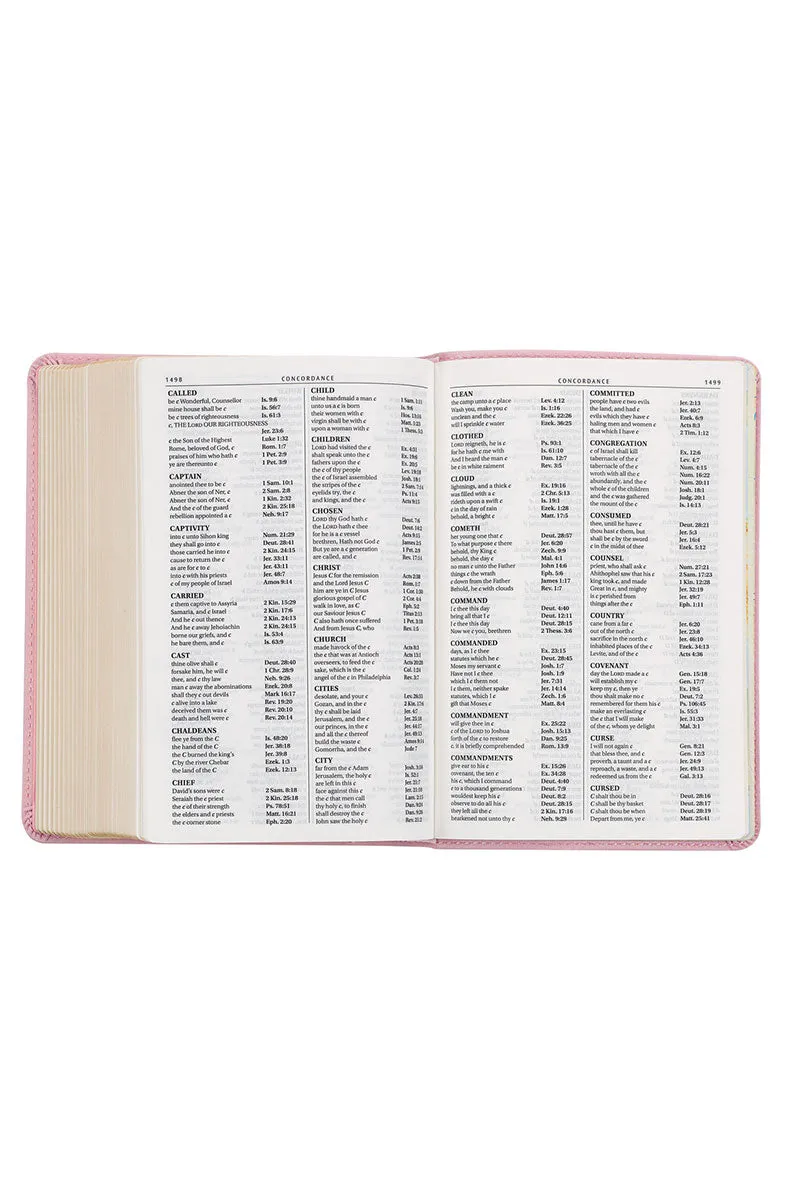 Pink Floral Faux Leather Large Print KJV Compact Bible