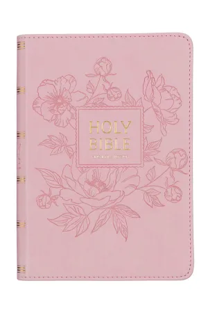 Pink Floral Faux Leather Large Print KJV Compact Bible