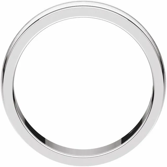 Platinum 6 mm Flat Edge Comfort-Fit Milgrain Band With Satin Finish Center