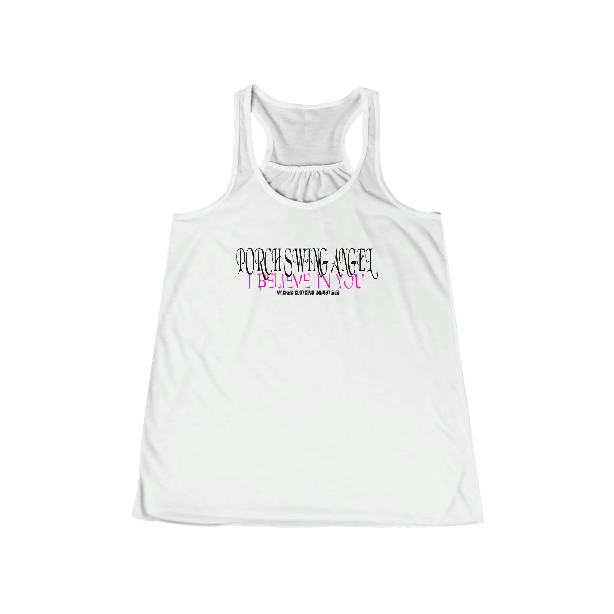 Porch Swing Angel 2 / Pink E.L.  Flowy Racerback Tank