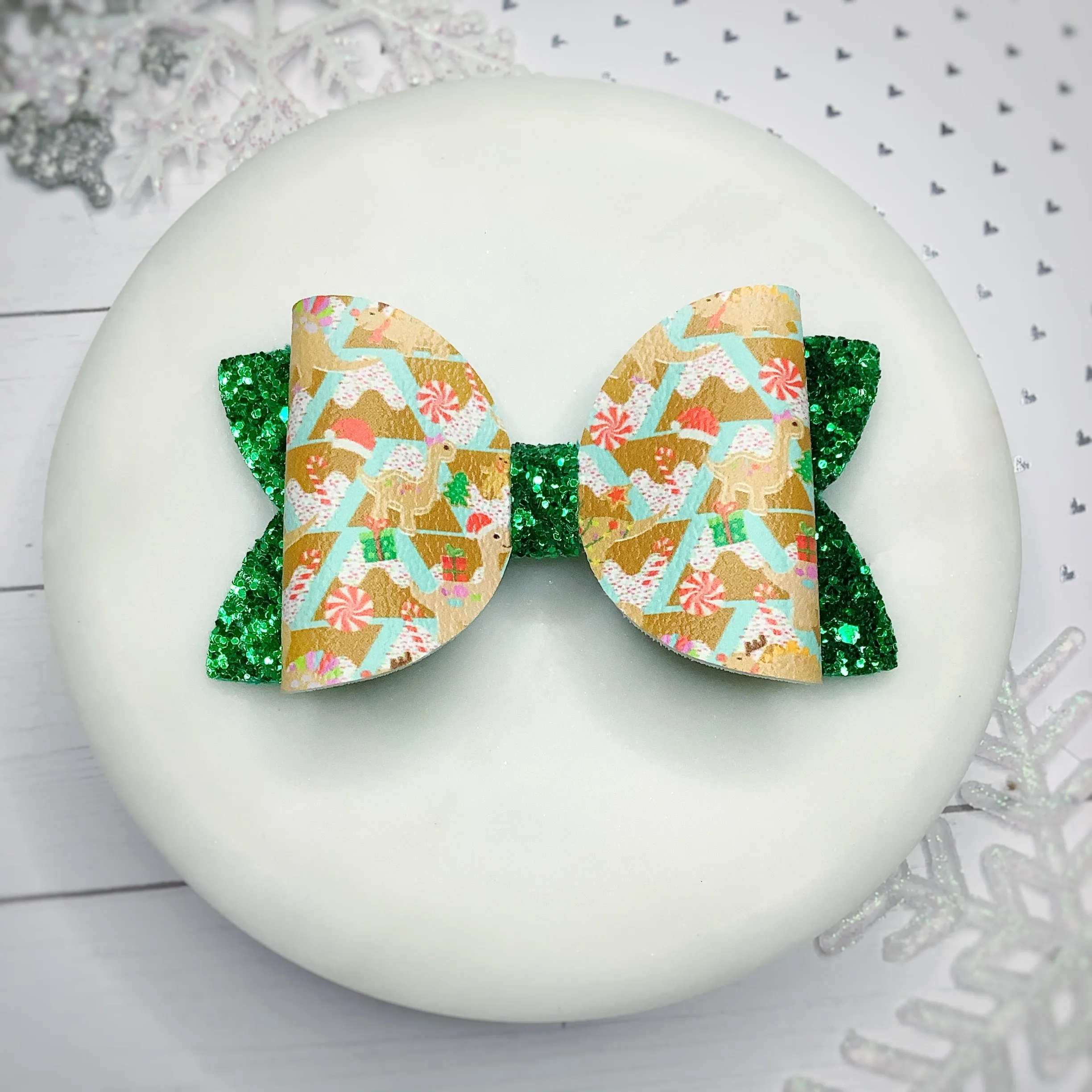Prehistoric Gingerbread Faux Leather Bow