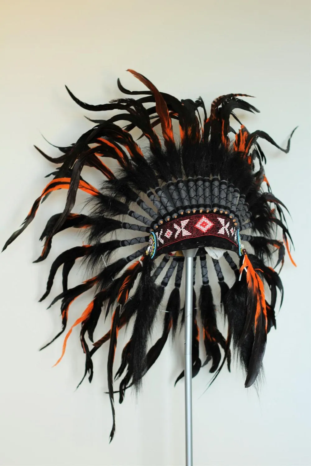 PRICE REDUCED X34 Orange and dark Feather Headdress / Warbonnet