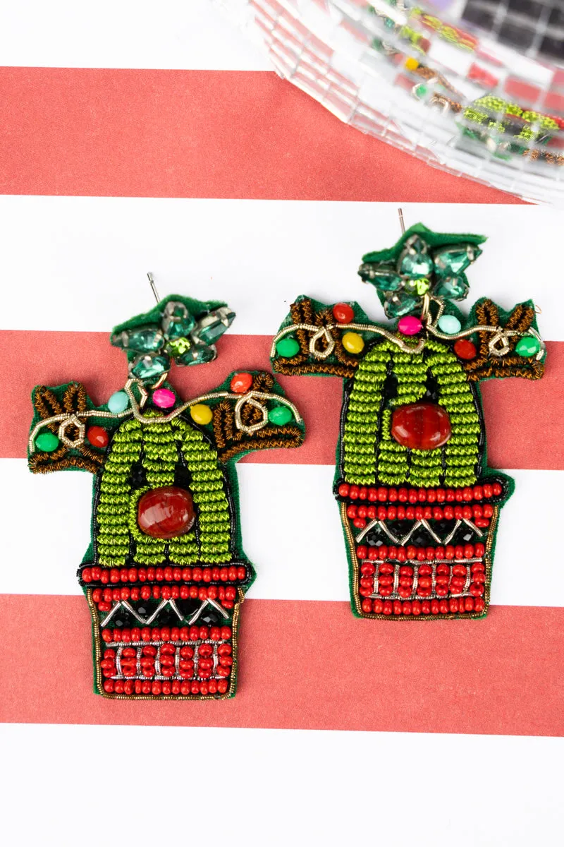 Prickly Rudolph Seed Bead Earrings
