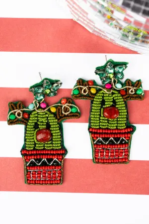 Prickly Rudolph Seed Bead Earrings