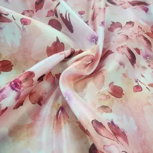 Printed Floral Duchess Satin Fabric Pink 150 cm