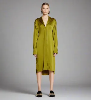 Proenza Schouler Hammered Satin Long Sleeve Dress