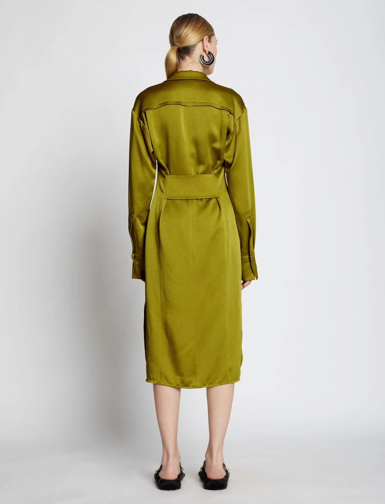 Proenza Schouler Hammered Satin Long Sleeve Dress
