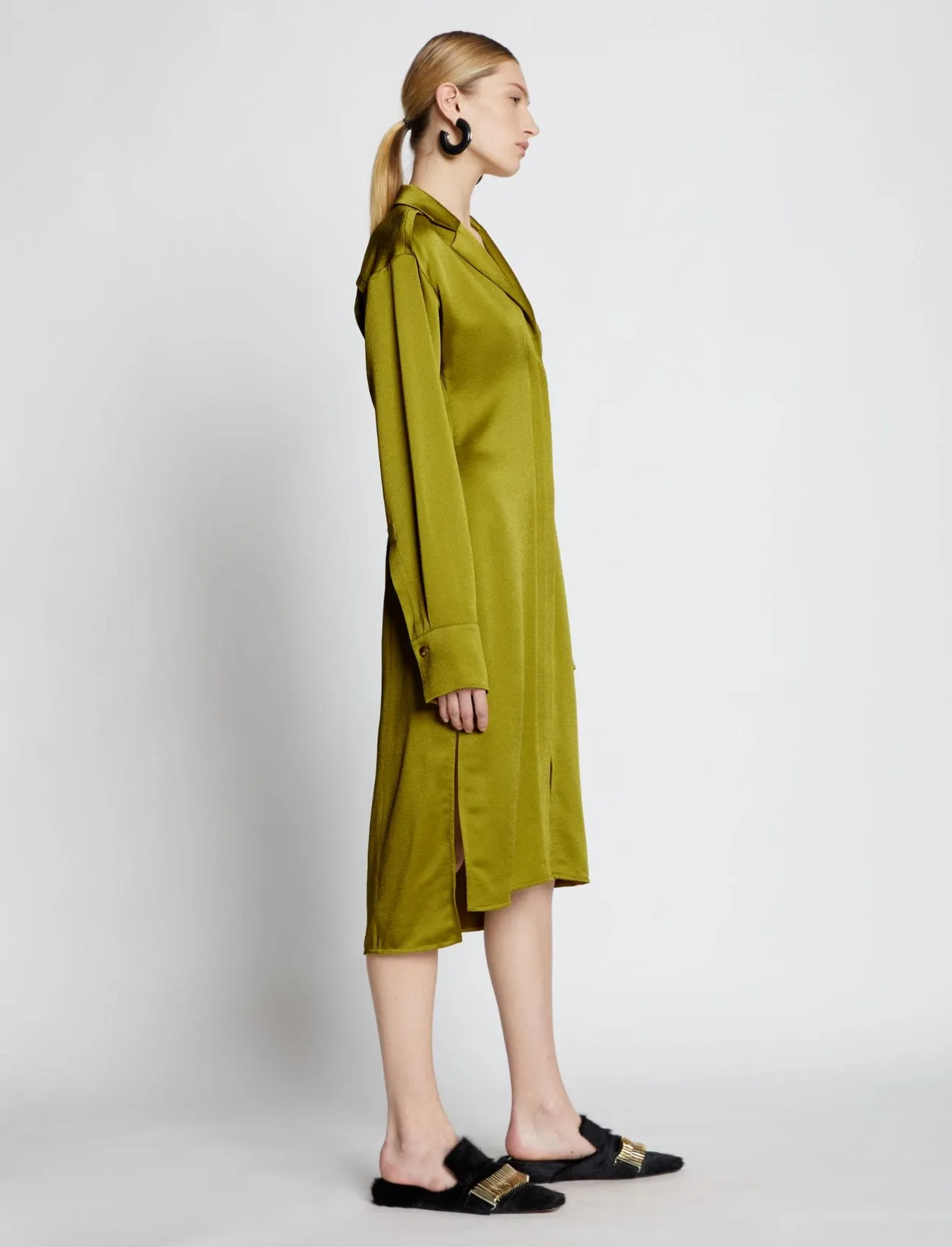 Proenza Schouler Hammered Satin Long Sleeve Dress