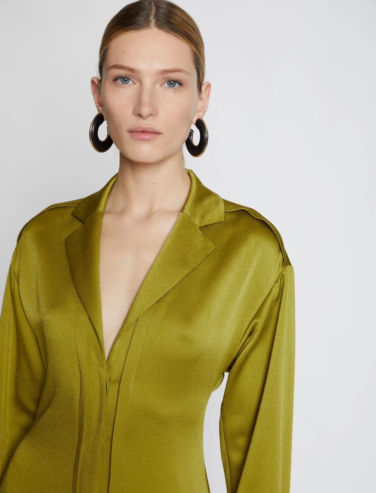 Proenza Schouler Hammered Satin Long Sleeve Dress