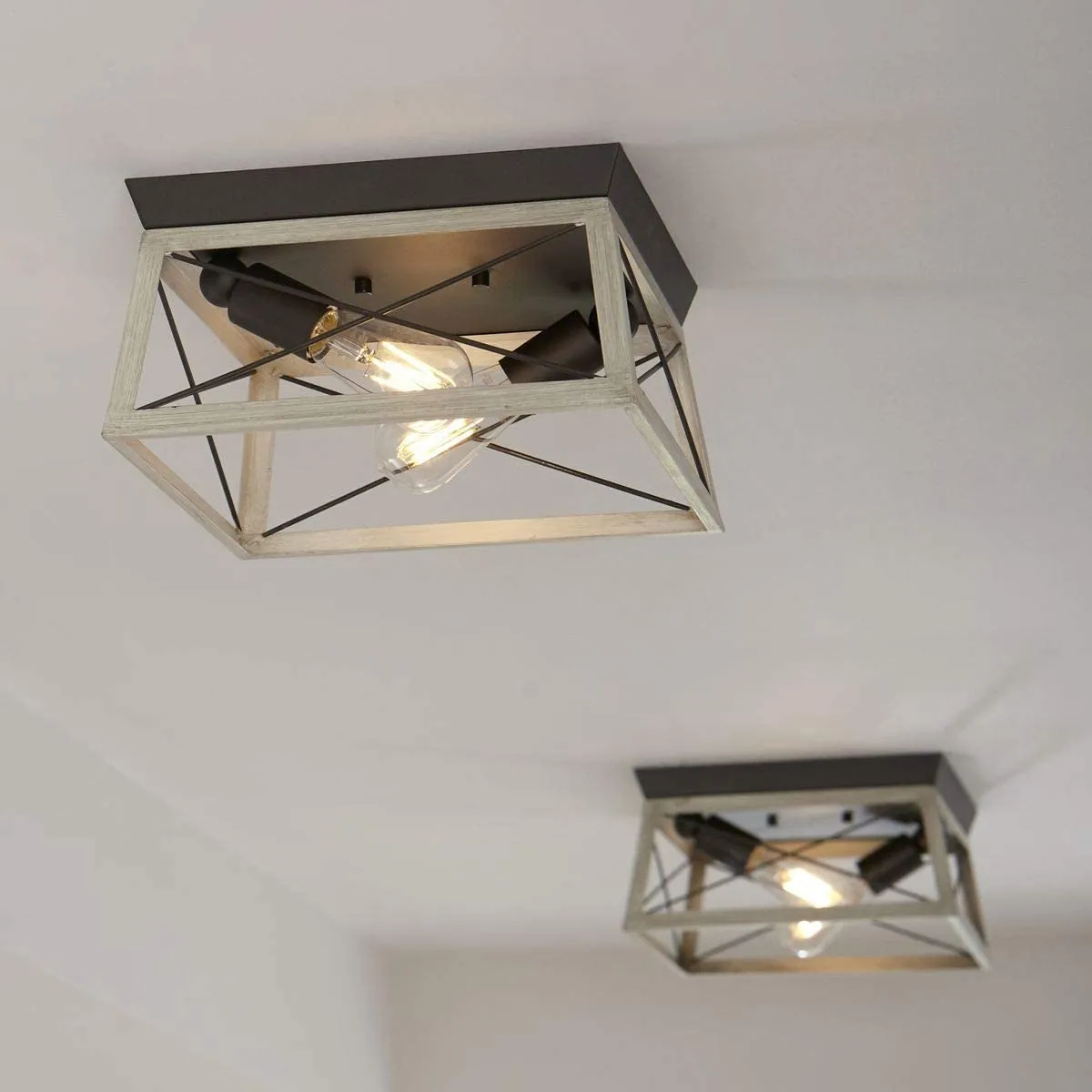 Progress Lighting P350039-143 Briarwood Two-Light Flush Mount, Graphite