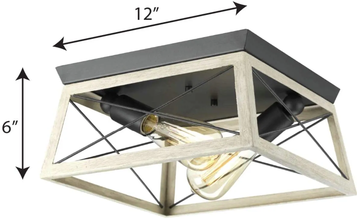 Progress Lighting P350039-143 Briarwood Two-Light Flush Mount, Graphite
