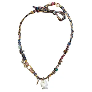 RAINBOW GLOW FISH LEATHER ROCKSTAR NECKLACE