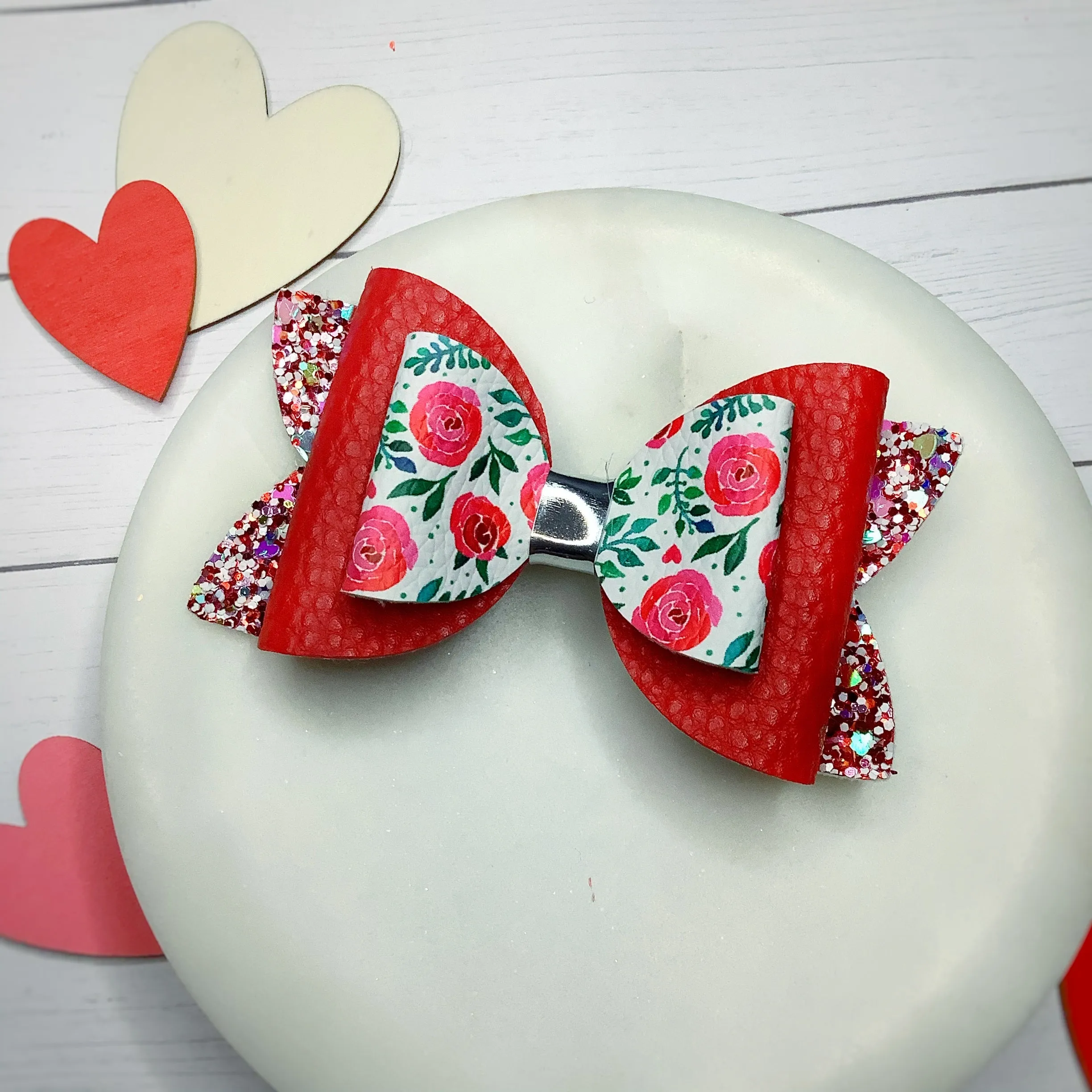Red Roses Faux Leather Bow Collection