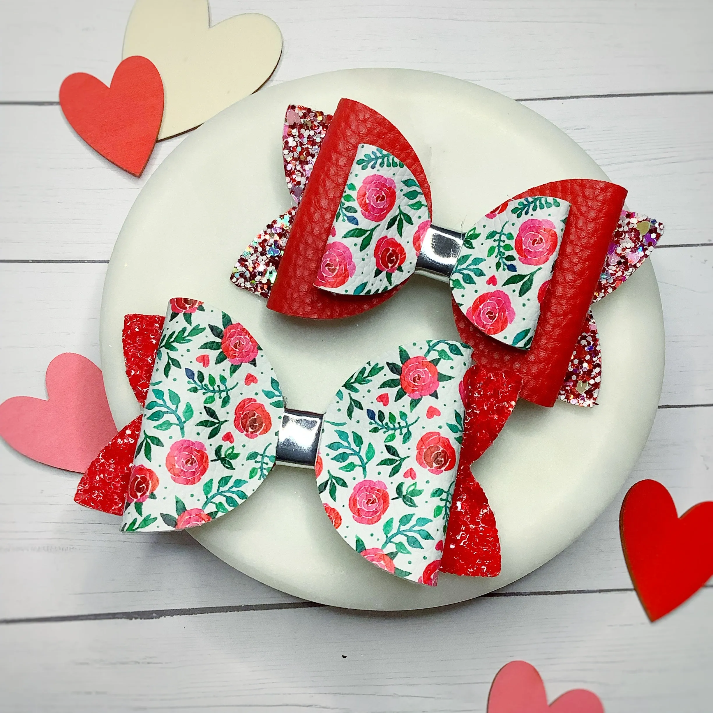 Red Roses Faux Leather Bow Collection