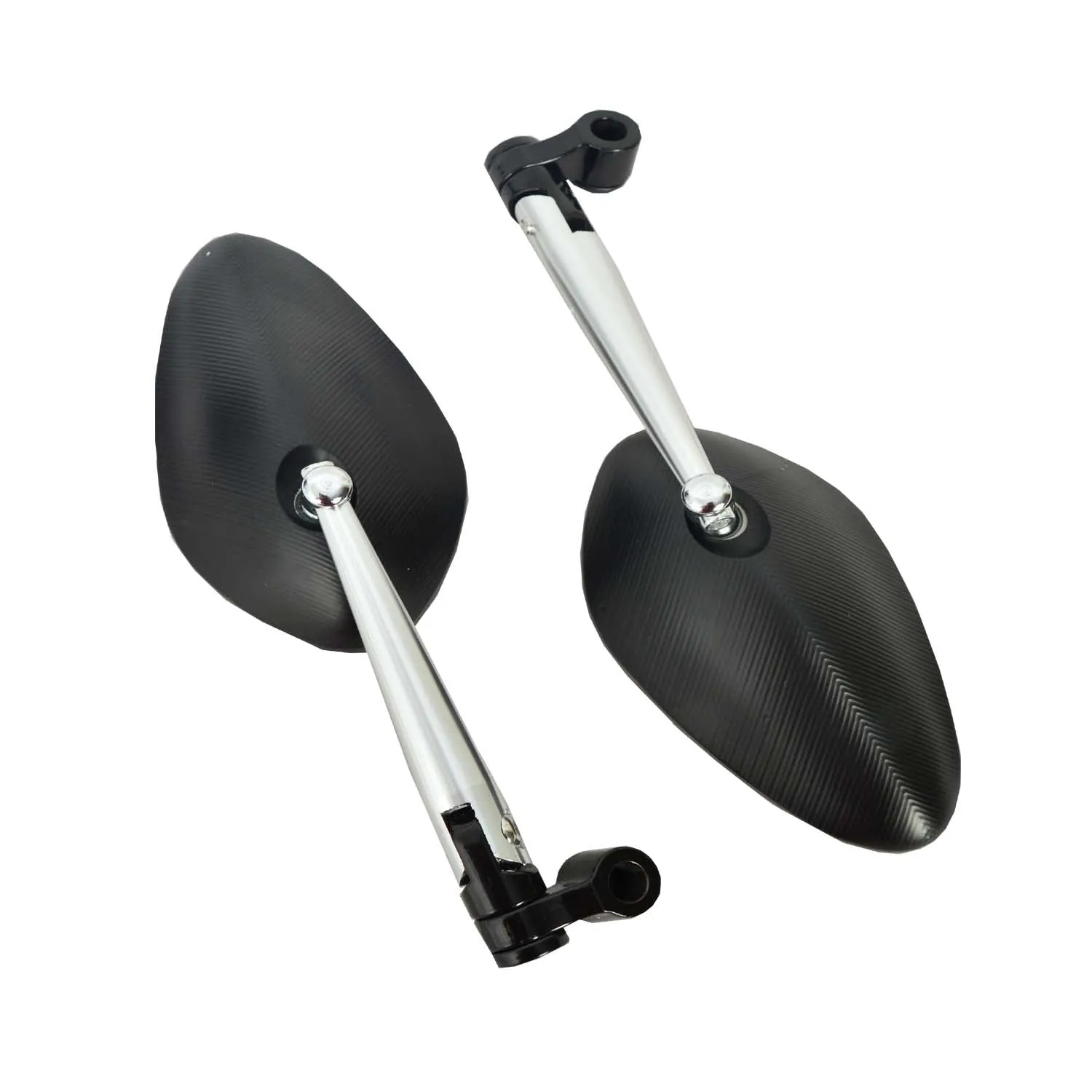 R.J.VON Round Anti Glare CNC Handle bar Oval Mirrors for Motorcycles - Set of 2