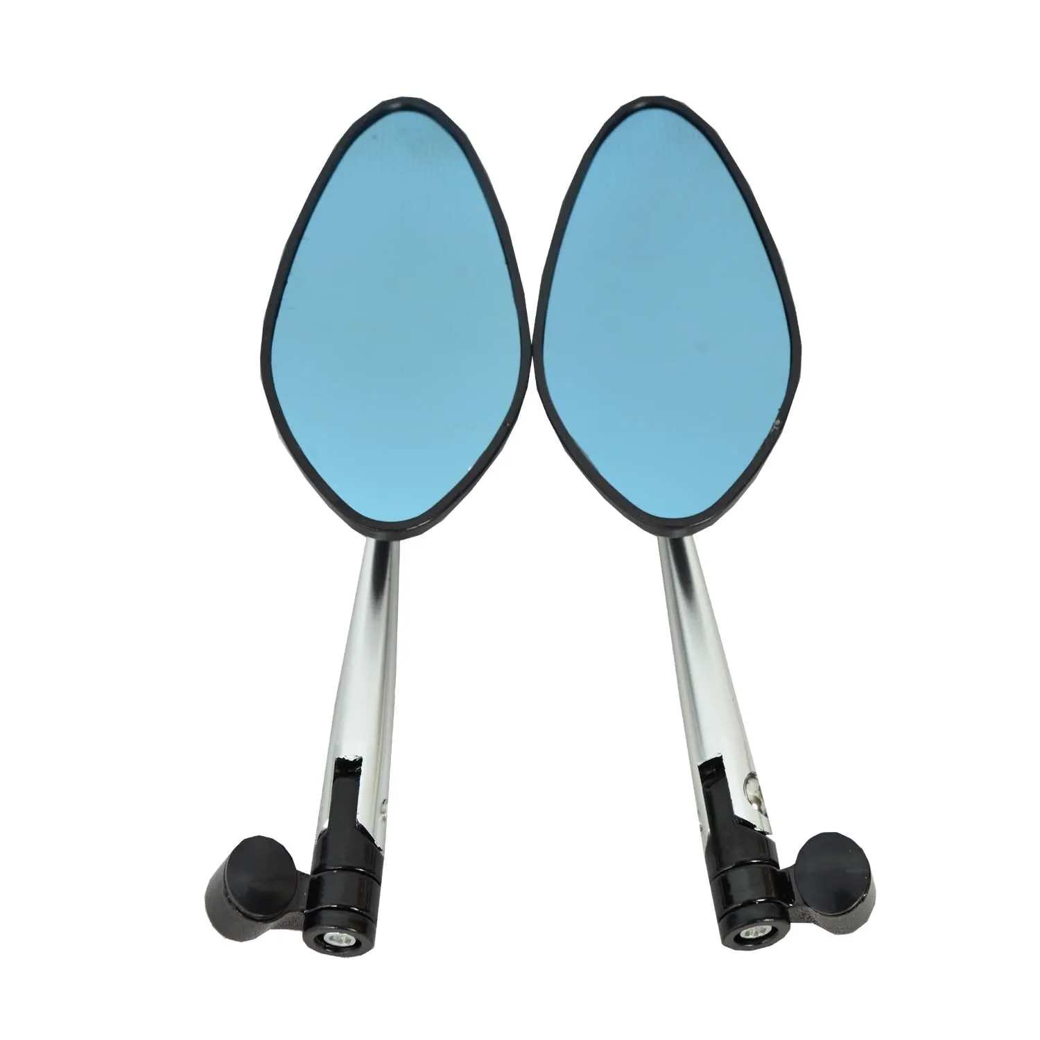 R.J.VON Round Anti Glare CNC Handle bar Oval Mirrors for Motorcycles - Set of 2
